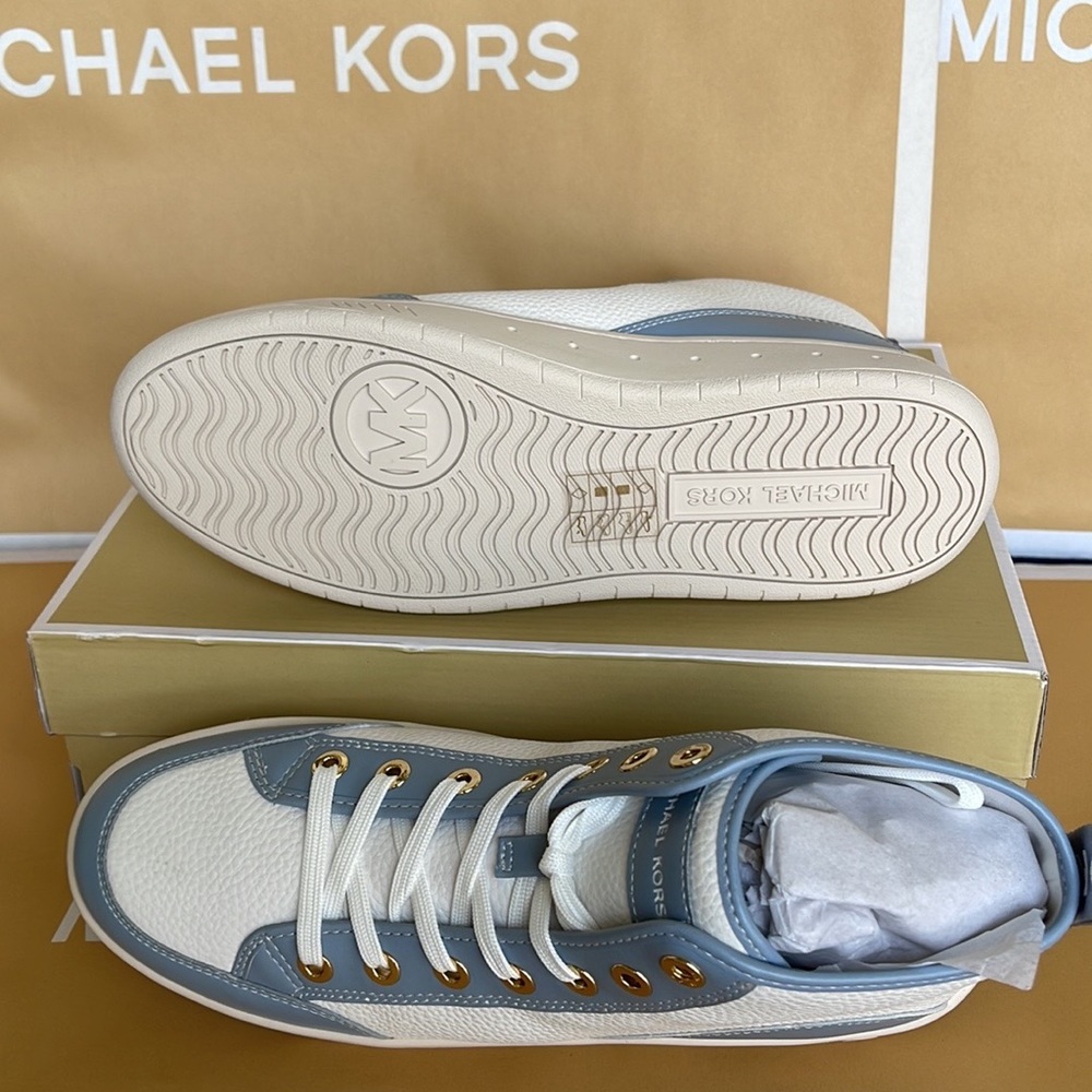 MICHAEL KORS
SHEA MID HIGH TOP
FAUX LEATHER
49F3SHFESL
PALE BLUE 
NEW - Picture 3 of 16